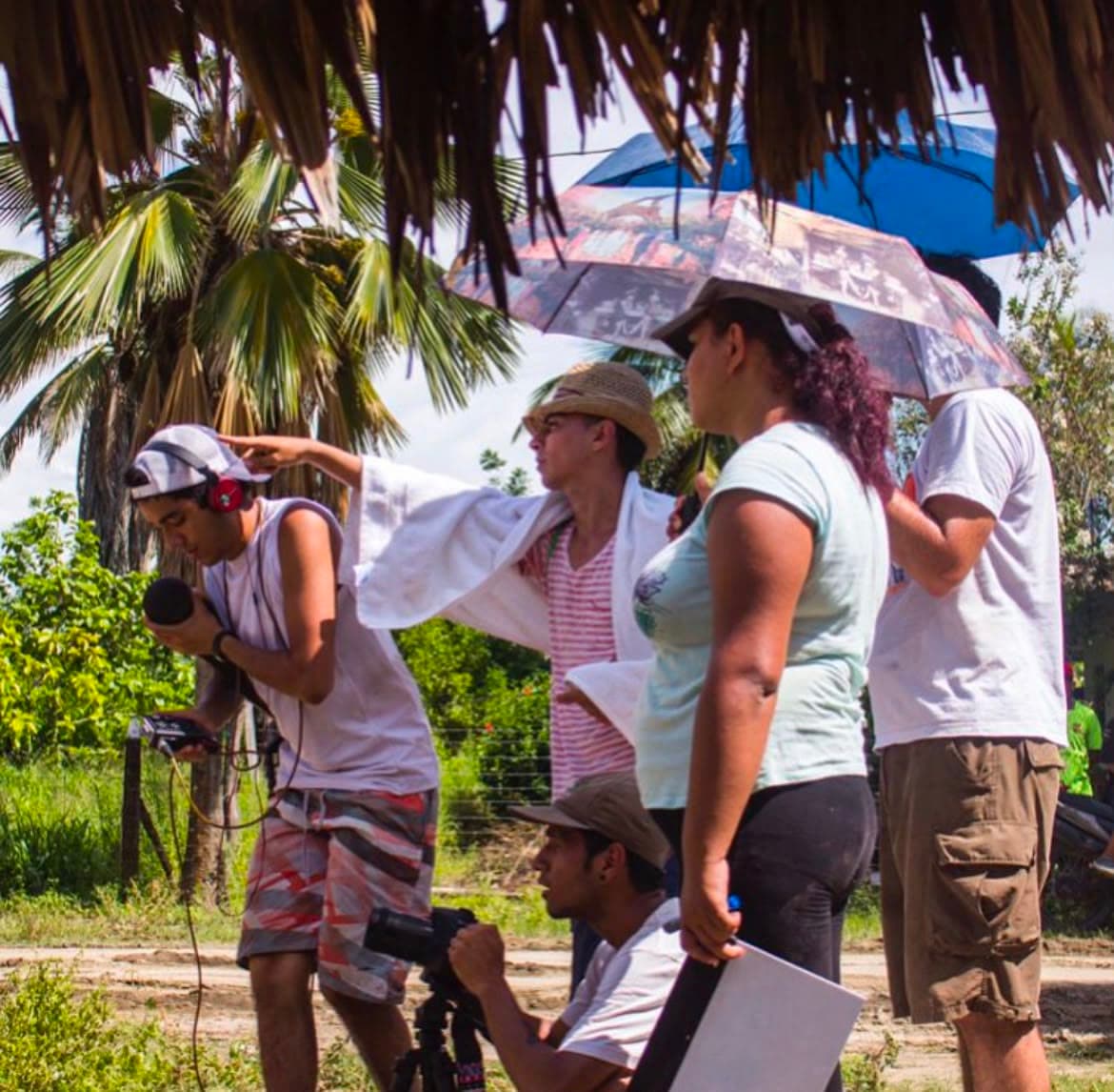 Esteban Moreno working with the crew on a video production set